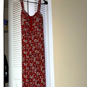 American eagle red floral jumpsuit